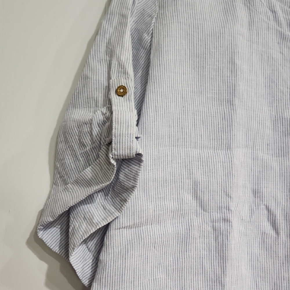 Ellen Tracy Blue and White Striped Blouse - Picture 3 of 7